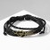 Bracelet Leather "Style" Two hearts, black color with black gold, D = 7.5 cm