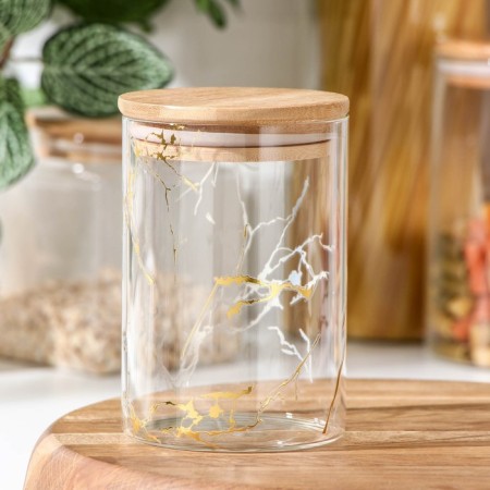 Glass Bank for bulk products "IVF. Gold ", 550 ml, 8.5 × 12.5 cm