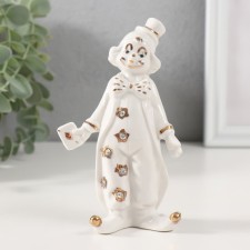 Сувенир керамика "Клоун с картой игральной" белый с золотом, стразы 8х6х13,5 см