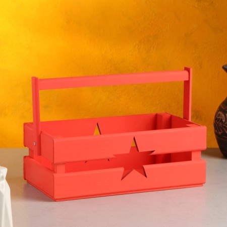 Wooden Kashpo 24.5 × 13.5 × 9 cm "Two Light" two -strip, star, red give beautifully