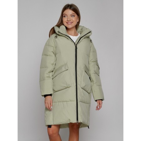 Coat insulated winter female, size 48, color light green-12
