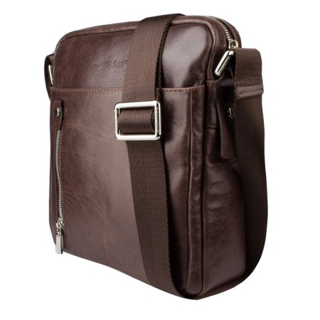 Male bag, lightning department, 2 outer pockets, adjustable belt, brown color-1
