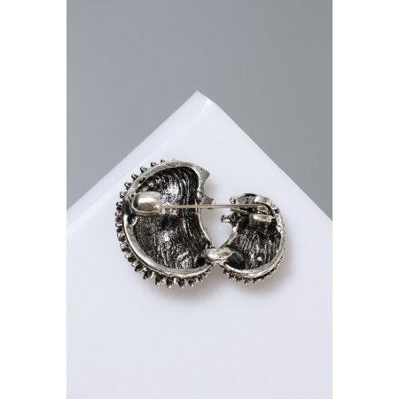 Brooch "Hedgehogs" mini, color of black silver-5