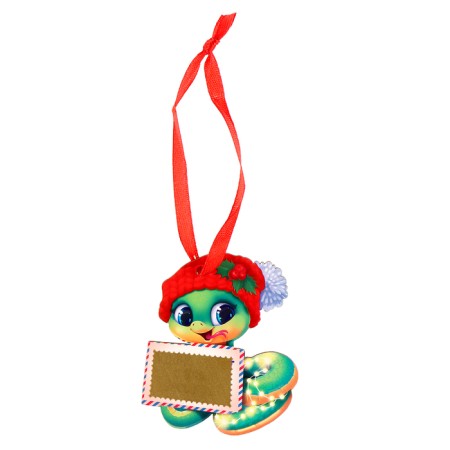 Fir-tree wooden pendant for the New Year “Snake in a hat” with a scretch-layer, New Year's decoration-1