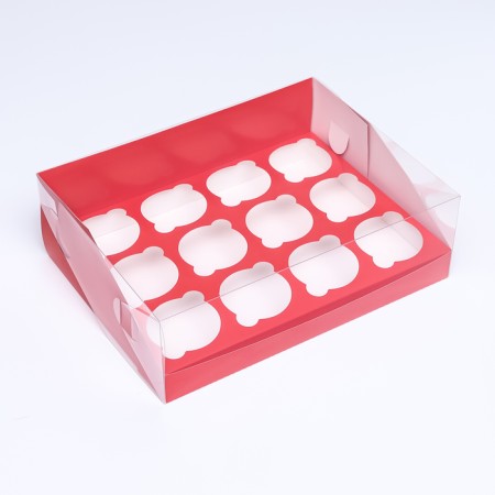 Confectionery folding box for 12 cupcakes 31x 23.5 x 10, red-1
