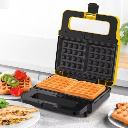 Multipecar KITFORT KT-3610-3, 800 W, Vienna Waffley/Grill/Sandwich, black and yellow-1