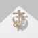 Brooch "Anchor" with beads, white color in gold