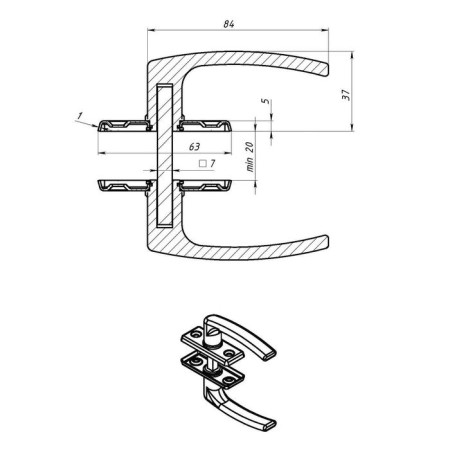 Bilateral plastic handle for greenhouses, gray-2