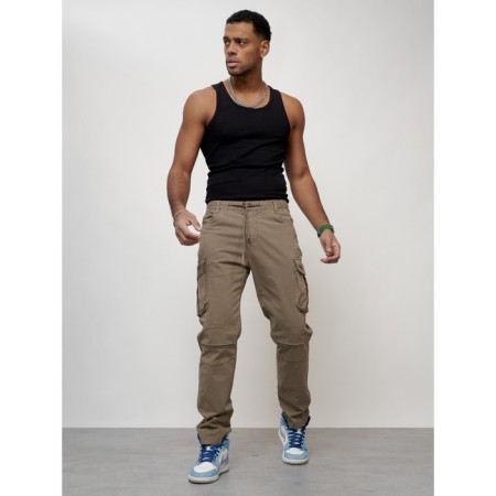 Cargo jeans male, size 52, beige color-8
