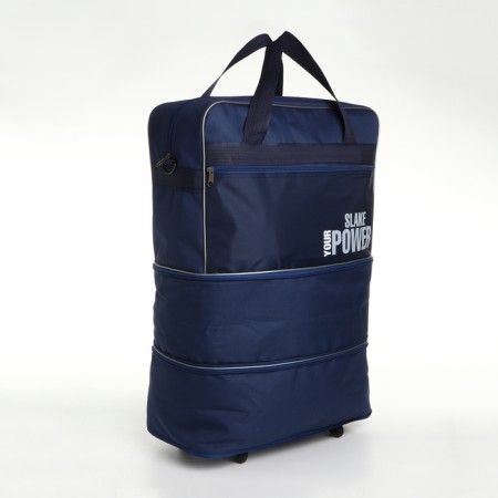 Road bag on wheels, a long belt, with an increase, the outer pocket, the color is blue-3