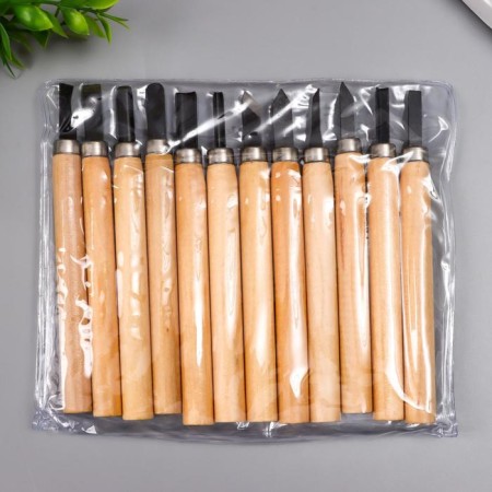 A set of knives with a wooden handle 12 pcs 20x17 cm-3