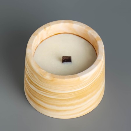 Candles in concrete on the stand "Loft", soy wax, wooden wick, white-gorgeous-3