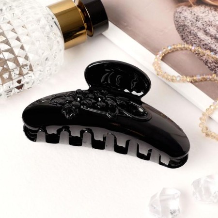 Hair crab "gloss" Early daisies, 9.5 cm, black-1