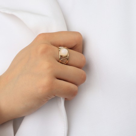 Ring "Bohemia" geometry, white color in gold, dimensionless-3