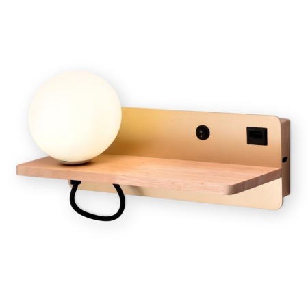 Wall lamp with a switch, USB port and Ambrella Light, Wall, FW520, G9, 4200K, Gold, Light Wood