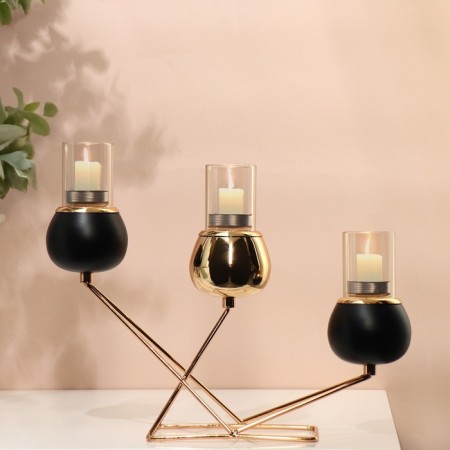 Summary Metal, Matilda glass for 3 candles 34 x 8 x 29 cm-5