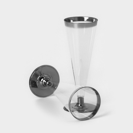 Plastic disposable glass for champagne “flute”, 150 ml, with metallized boots, transparent color, 6 pcs/units-4