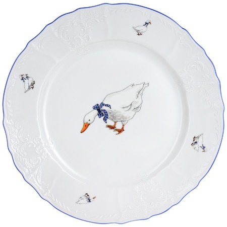 Round shallow Bernadotte, decor "Geese", 32 cm
