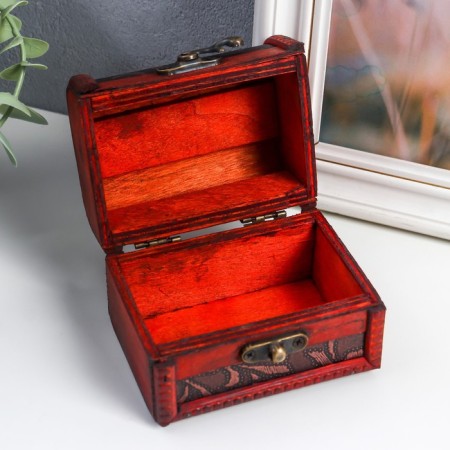 Casket wood chest with handle "Flowers" 7.3x9.5x7.5 cm-1