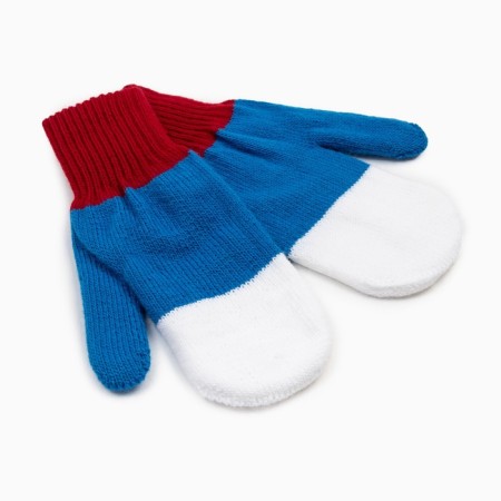 Women's mittens, white/blue/red color, size 18