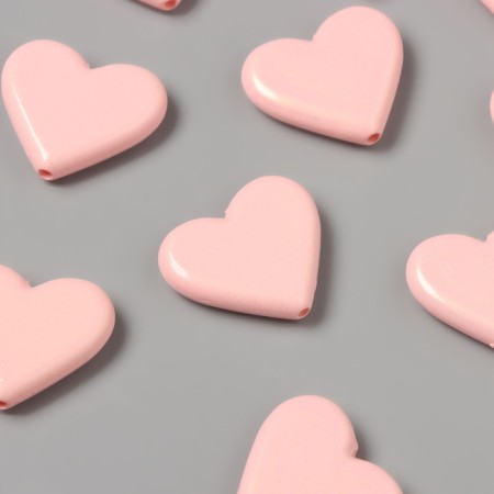 Acrylic beads for the work of “Smooth hearts” pink 2.4x2x0.5 cm