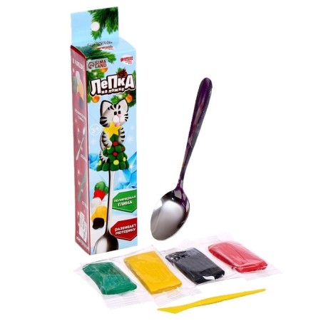 New Year's set for creativity. Modeling on a spoon "New Year! Kitty on the Christmas tree "-3