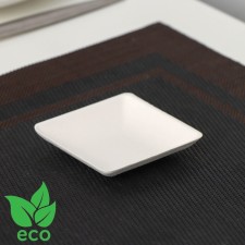 A disposable shape for Kare's buffet, 33 ml, 6.5 × 6.5 × 1.2 cm, sugarcane, 50 pcs in packaging, white color