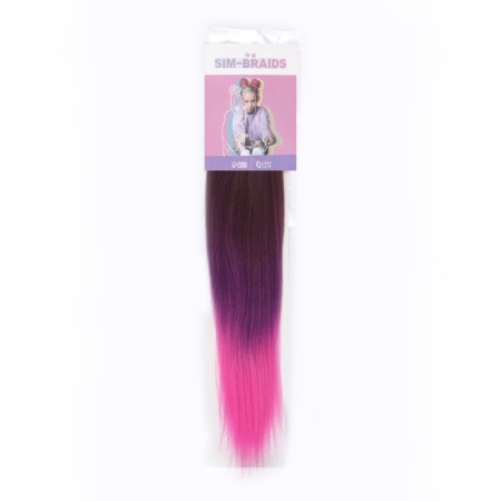 SIM-BRAIDS Kanecalon is three-color, corrugated, 65 cm, 90 gr, light/purple/pink (#FR-36) color-2