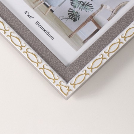 Photo frame plastic in 2 photos 10x15 cm "Golden brackets. Double" gray-2
