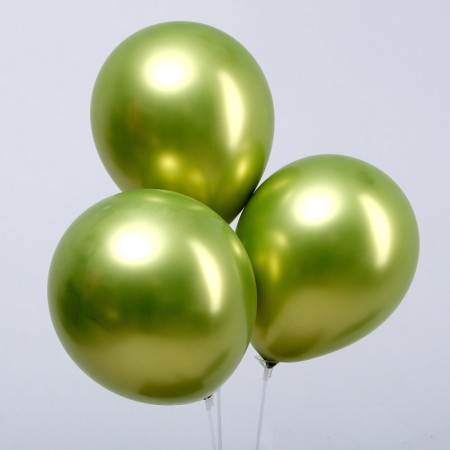 Latex ball 9 ", chrome, set 100 pcs., Fruit green color