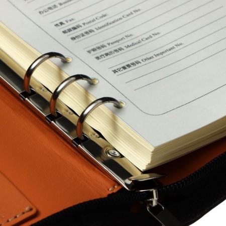 Organizer on the rings A5, 96 sheets in a ruler, on a zipper from 3 sides, leatherette, with a calculator, mix-11