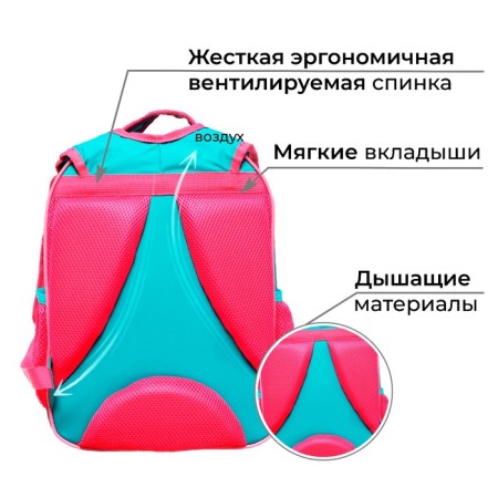 School backpack, 37 x 27 x 16 cm, ergonomic back, calligrata b "Kotik Korea"-4