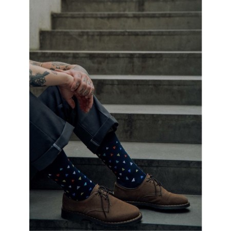 Men's cotton socks Diwari happy "Triangles", size 27, dark blue color