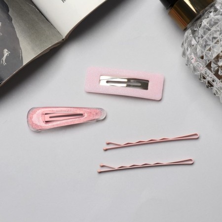 Invisible hair "Florence Paints" (set 4 pcs) 5.5 cm, pink-2