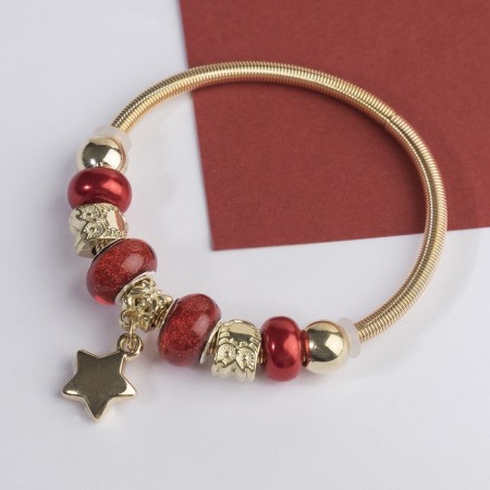 Assortment "Margeri" star star, red color in gold, d = 6.5 cm-3