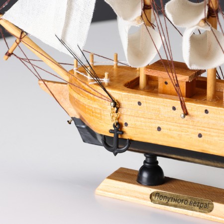 Souvenir small “Alaska” souvenir ship, light wood, white pirate sails, 4.5 × 23 × 24 cm-4
