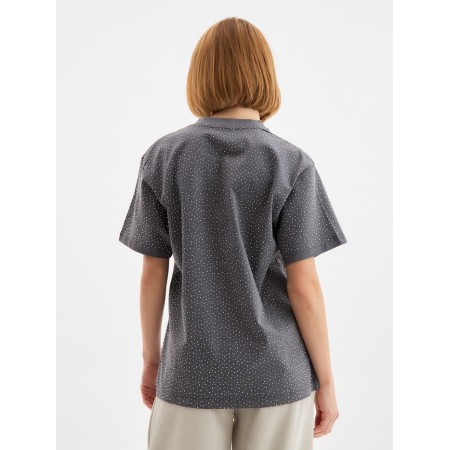 Women's T-shirt with rhinestones Mist, gray, r.-r. L.-3