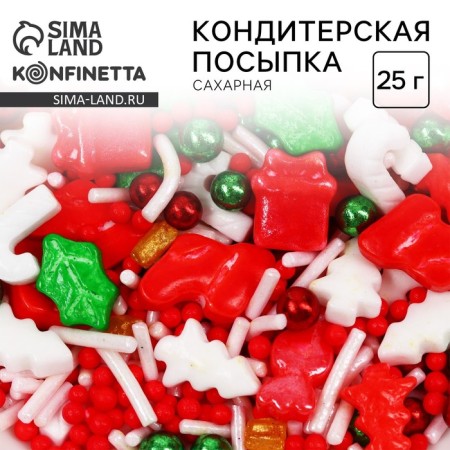 Sugar confectionery: red, green, white, 25 g.
