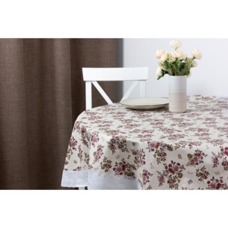 MEIWA tablecloth, round 152 cm, brown color