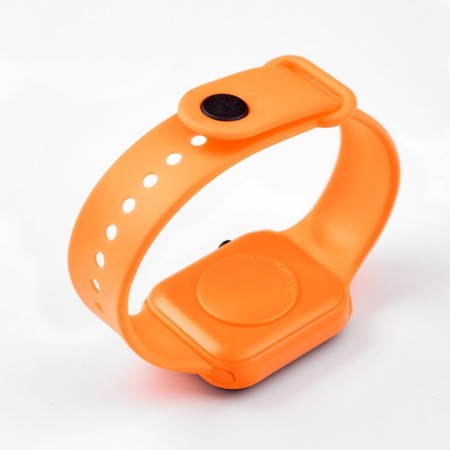 Electronic watch, calendar, silicone strap, orange-2