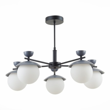 Ceiling EVOLUCE lamp. Sle220202-05. Genova. 5x5 watts, G9, 4000k, 67x67x46 cm, black color, gray-5