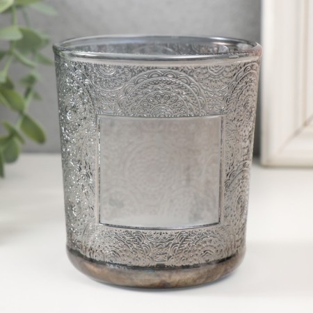 Bank for candles "SISTE" transparent black 350 ml 8.5x8.5x10 cm