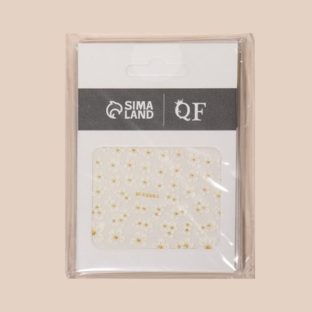 Nail stickers "chamomile", voluminous, packing 6 pcs, white/golden color-3