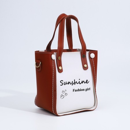 Bag Women's Tout with zipper, brown color-3