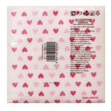 Napkins single -layer “hearts” pink 24x24 cm, set 20 pcs.