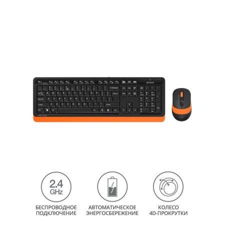Keyboard + Mouse A4Tech FSTYLER FG1010 CLAV: Black/Orange Mouse: Black/Orange USB Besp 10046-1