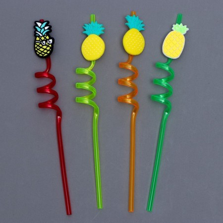 Pineapple cocktail tubes, set, 4 pcs., Mix color-2