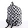 School backpack from textiles with a zipper, 4 pockets, black/white color