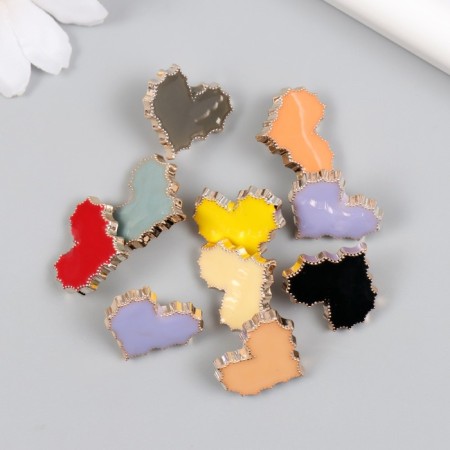 Button plastic for creativity "Stone Heart" set 10 pcs mix 2x1.2x1 cm