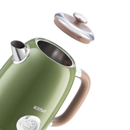 Electric kettle KitFort KT-6110, Metal, 1.7 L, 2200 W, Auto Completion, Green-2